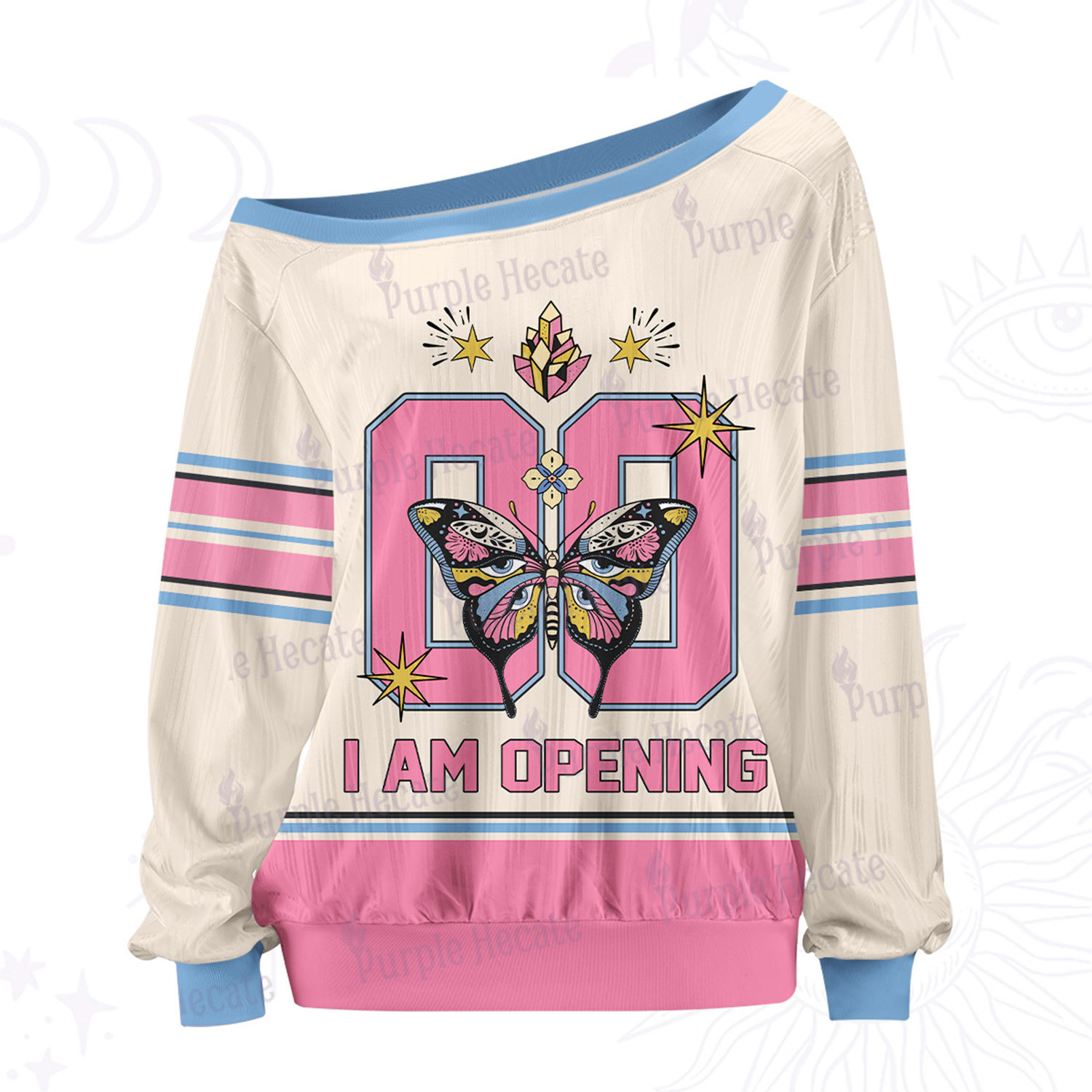 Purplehecate I Am Opening Off The Shoulder Graphic Jersey