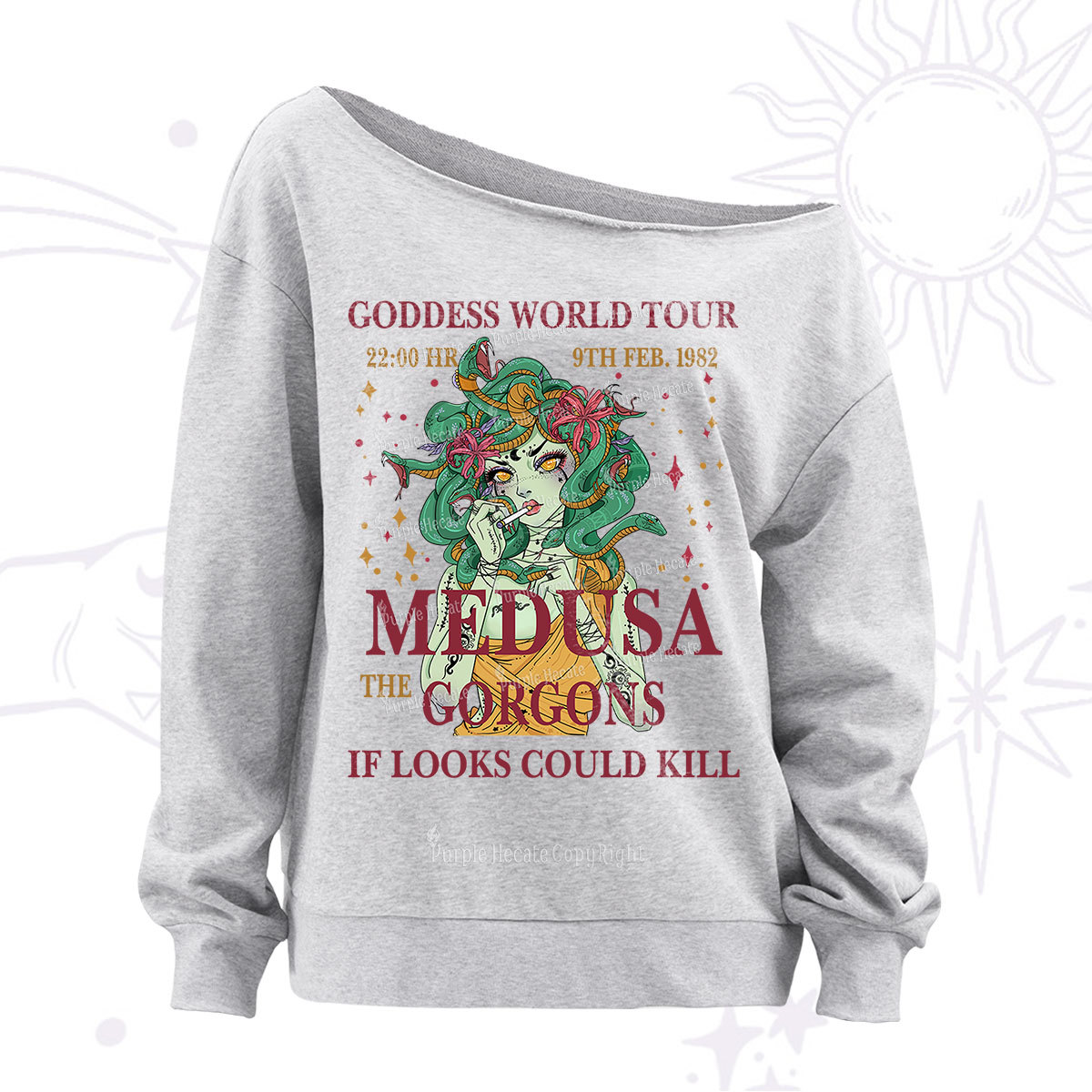 Purplehecate Medusa The Gorgons Off The Shoulder Sweatshirt