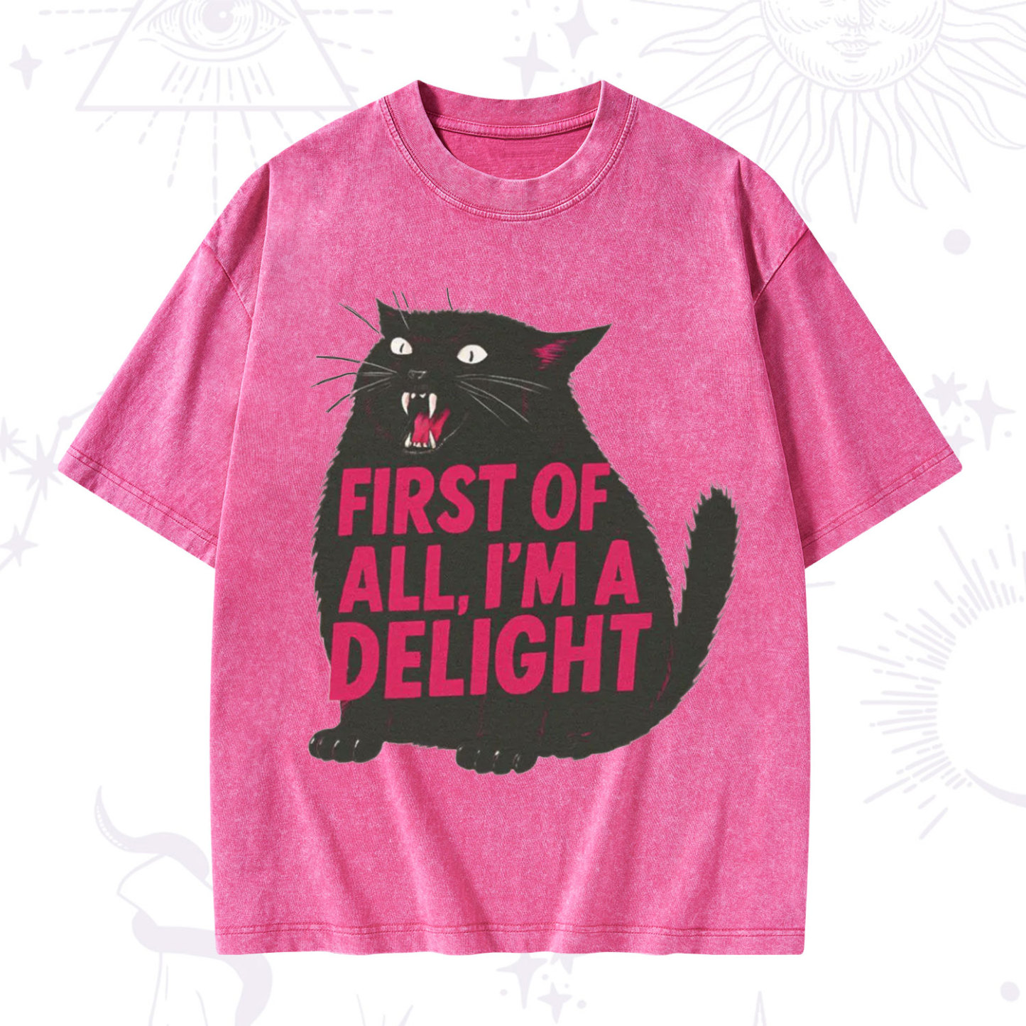 Purplehecate First Of All I'm A Delight Cat Washed T-Shirt