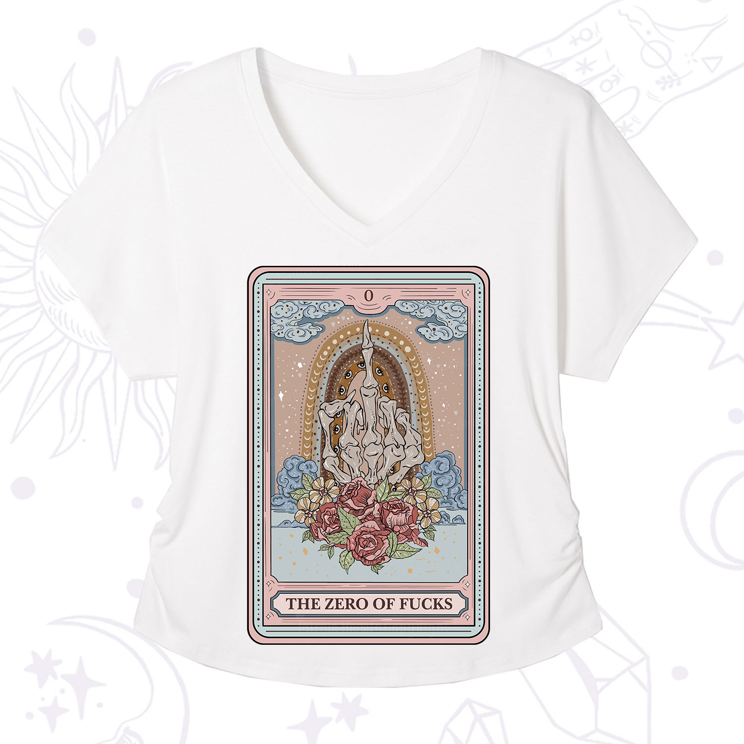 Purplehecate The Zero Of Fucks Tarot V-Neck T-Shirt