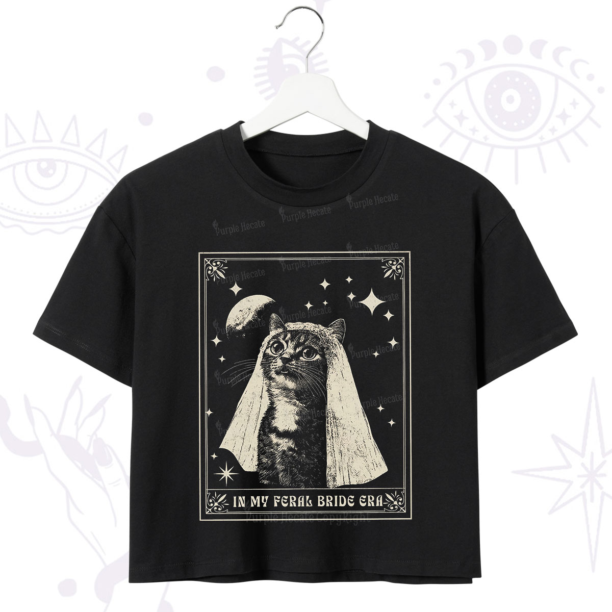 Purplehecate Cat In My Feral Bride Era Bachelorette Crop T-Shirt