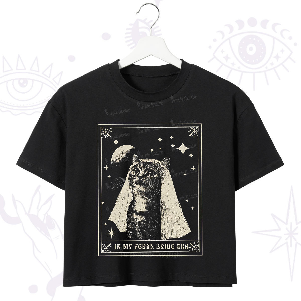 Purplehecate Cat In My Feral Bride Era Bachelorette Crop T-Shirt
