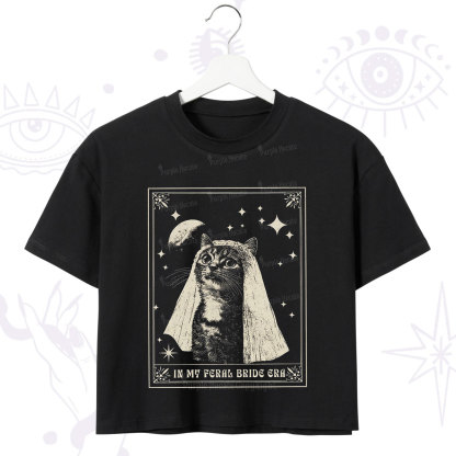 Purplehecate Cat In My Feral Bride Era Bachelorette Crop T-Shirt