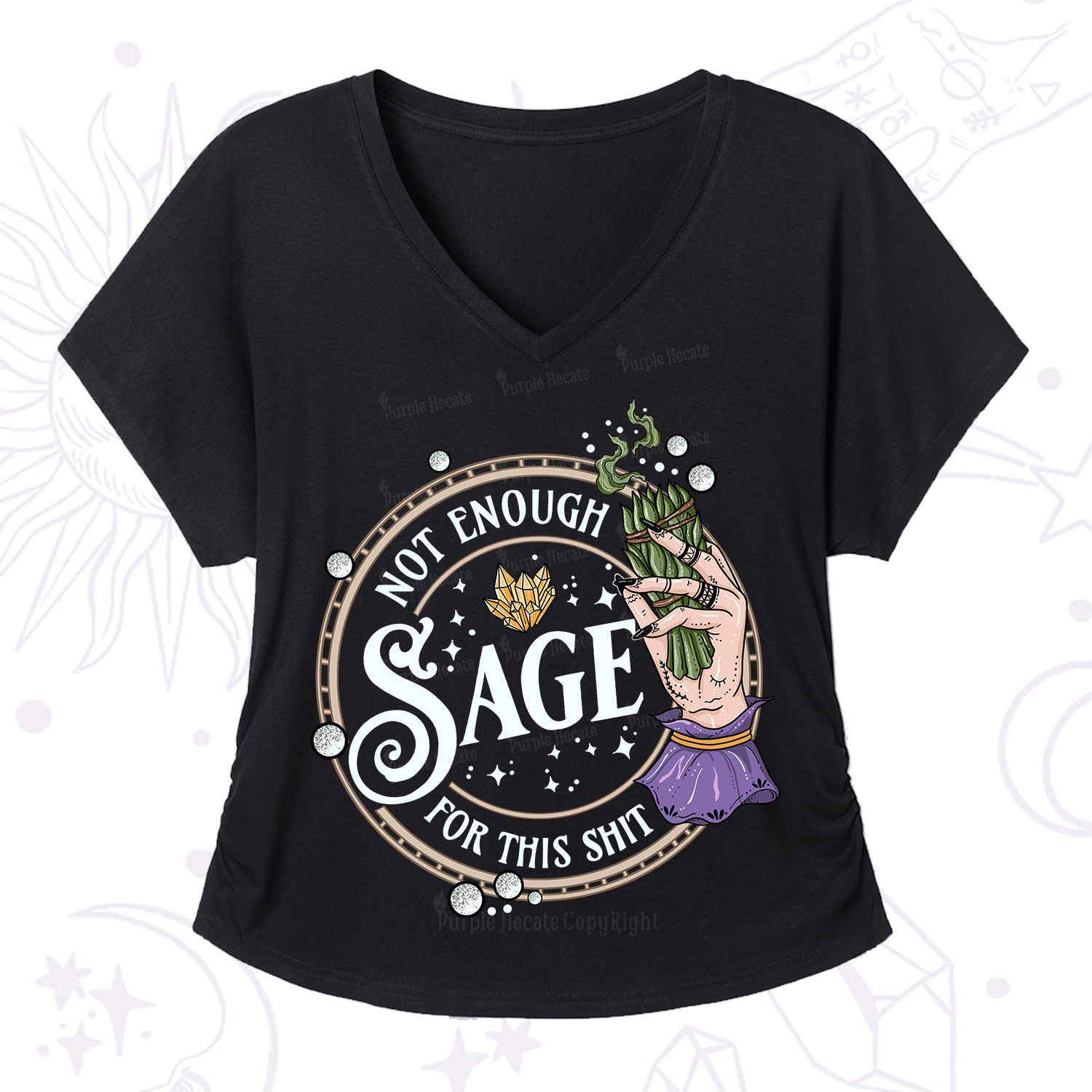 Purplehecate Not Enough Smudge for This Shit V-Neck T-Shirt