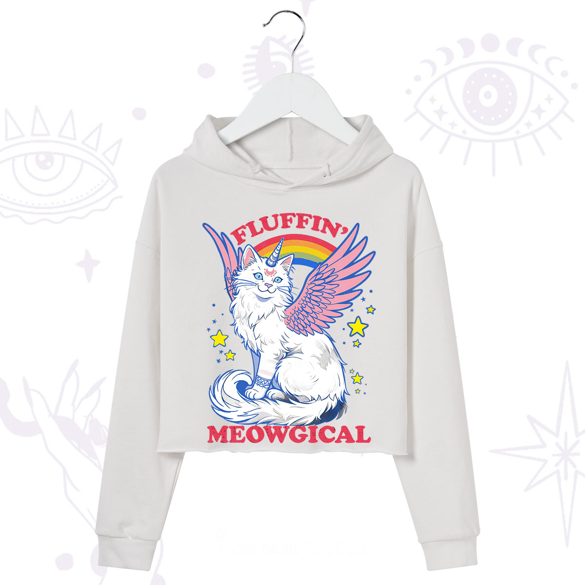 Purplehecate Fluffin Meowgical Crop Hoodie