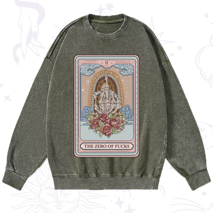 Purplehecate The Zero Of Fucks Tarot Washed Sweatshirt