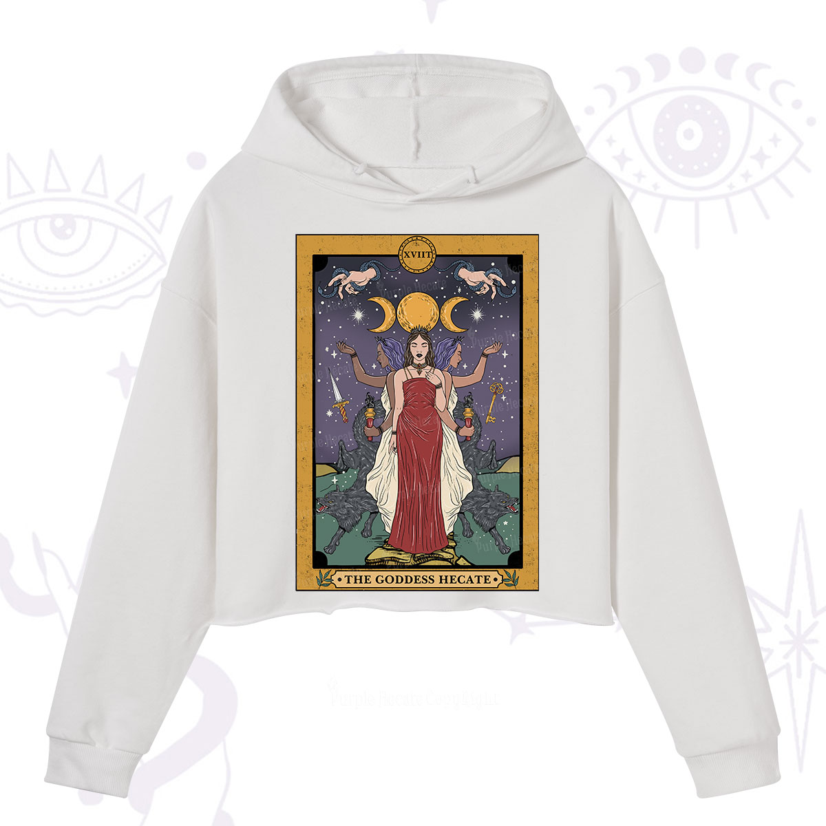 Purplehecate The Goddess Hecate Tarot Crop Hoodie