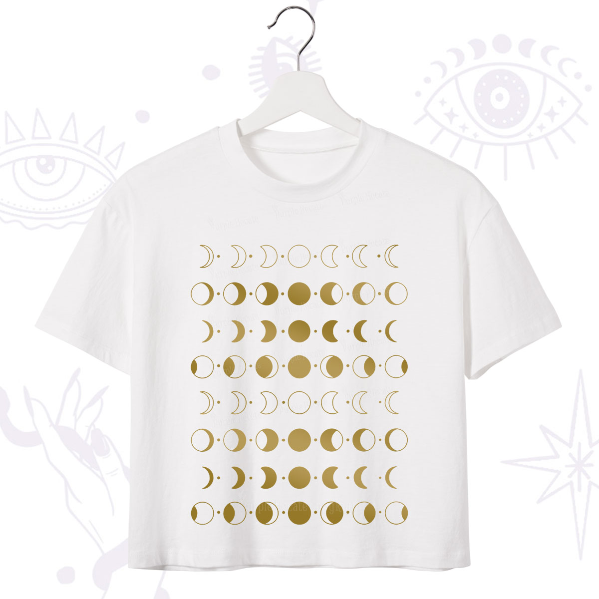 Purplehecate Phases Of Moon Crop T-Shirt