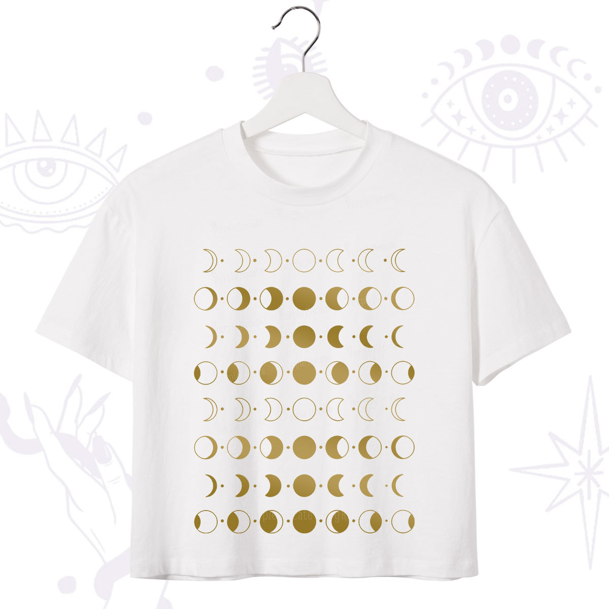 Purplehecate Phases Of Moon Crop T-Shirt