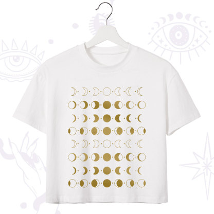 Purplehecate Phases Of Moon Crop T-Shirt