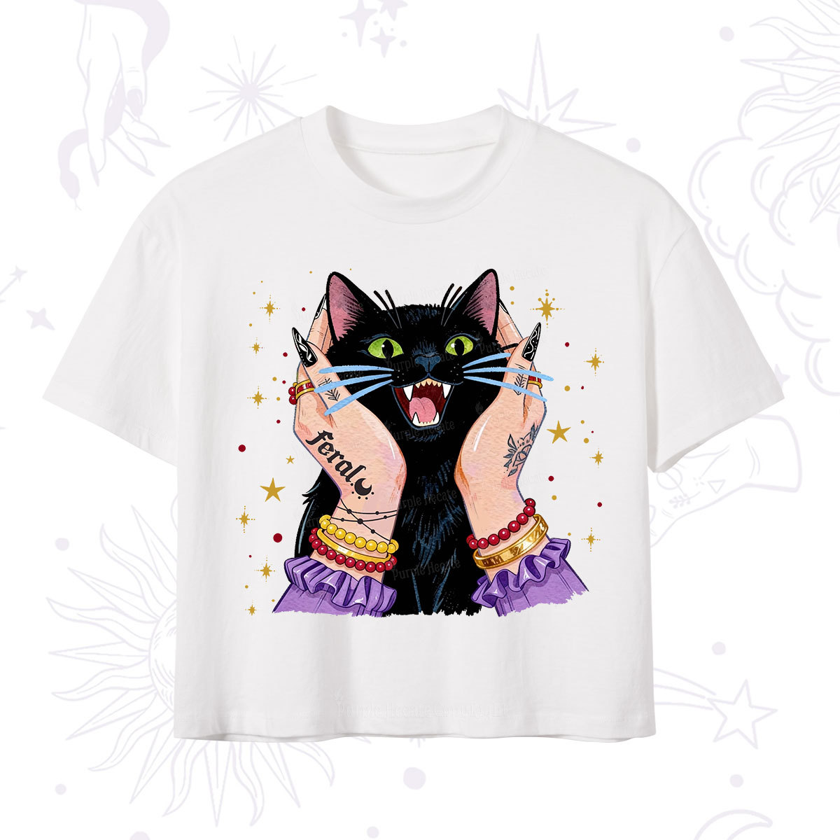 Purplehecate Feral Cat Magic Crop T-Shirt