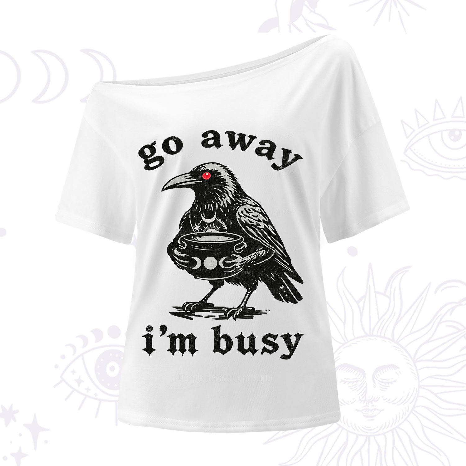 Purplehecate Go Away I'm Busy One Shoulder T-Shirt