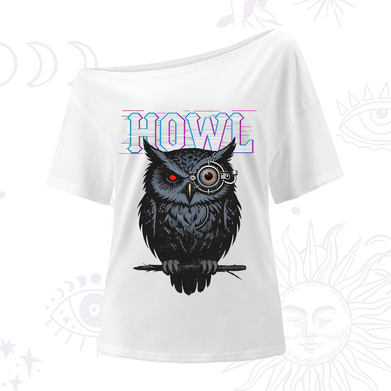 Purplehecate Howl Owl One Shoulder T-Shirt