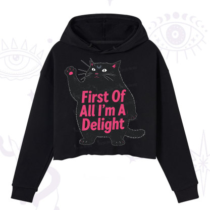Purplehecate First Of All I'm A Delight Cat Crop Hoodie