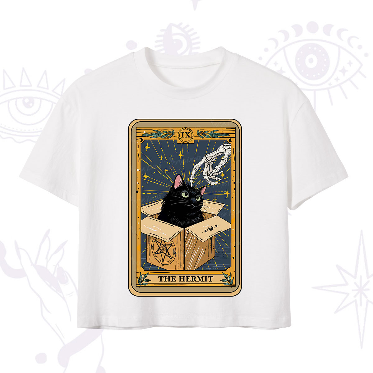 Purplehecate The Hermit Cat Tarot Crop T-Shirt