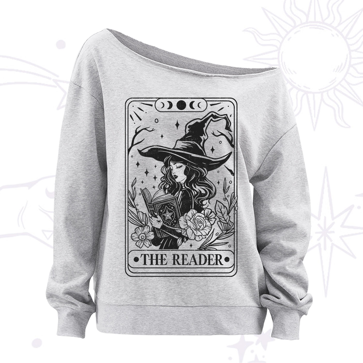 Purplehecate The Witch Reader Tarot Off The Shoulder Sweatshirt