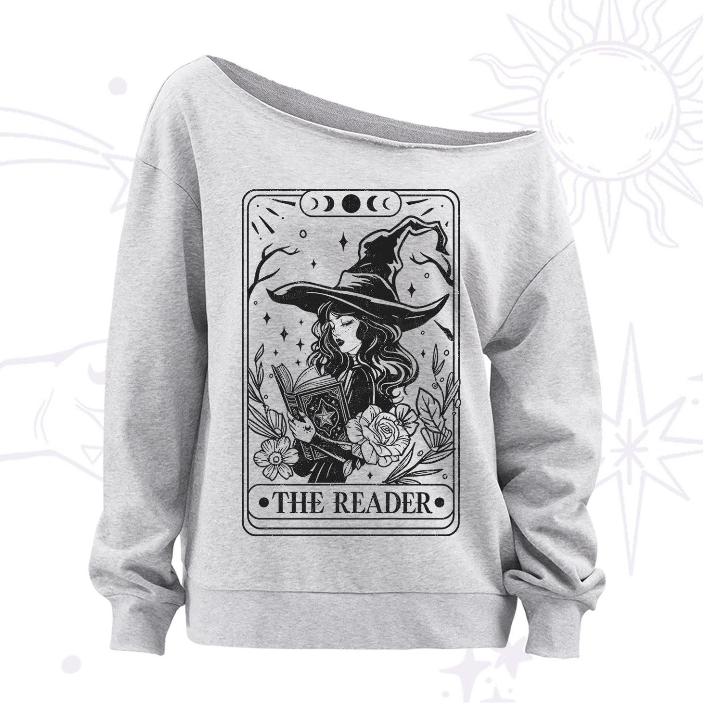 Purplehecate The Witch Reader Tarot Off The Shoulder Sweatshirt