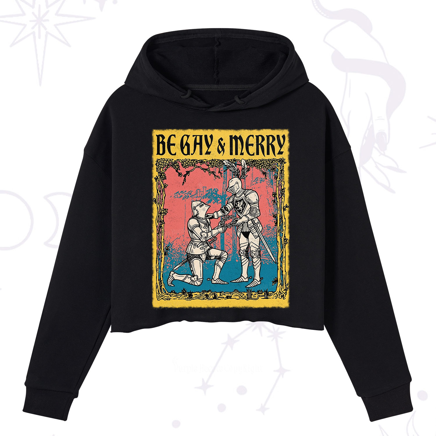 Purplehecate Be Gay Merry Medieval Knights Crop Hoodie