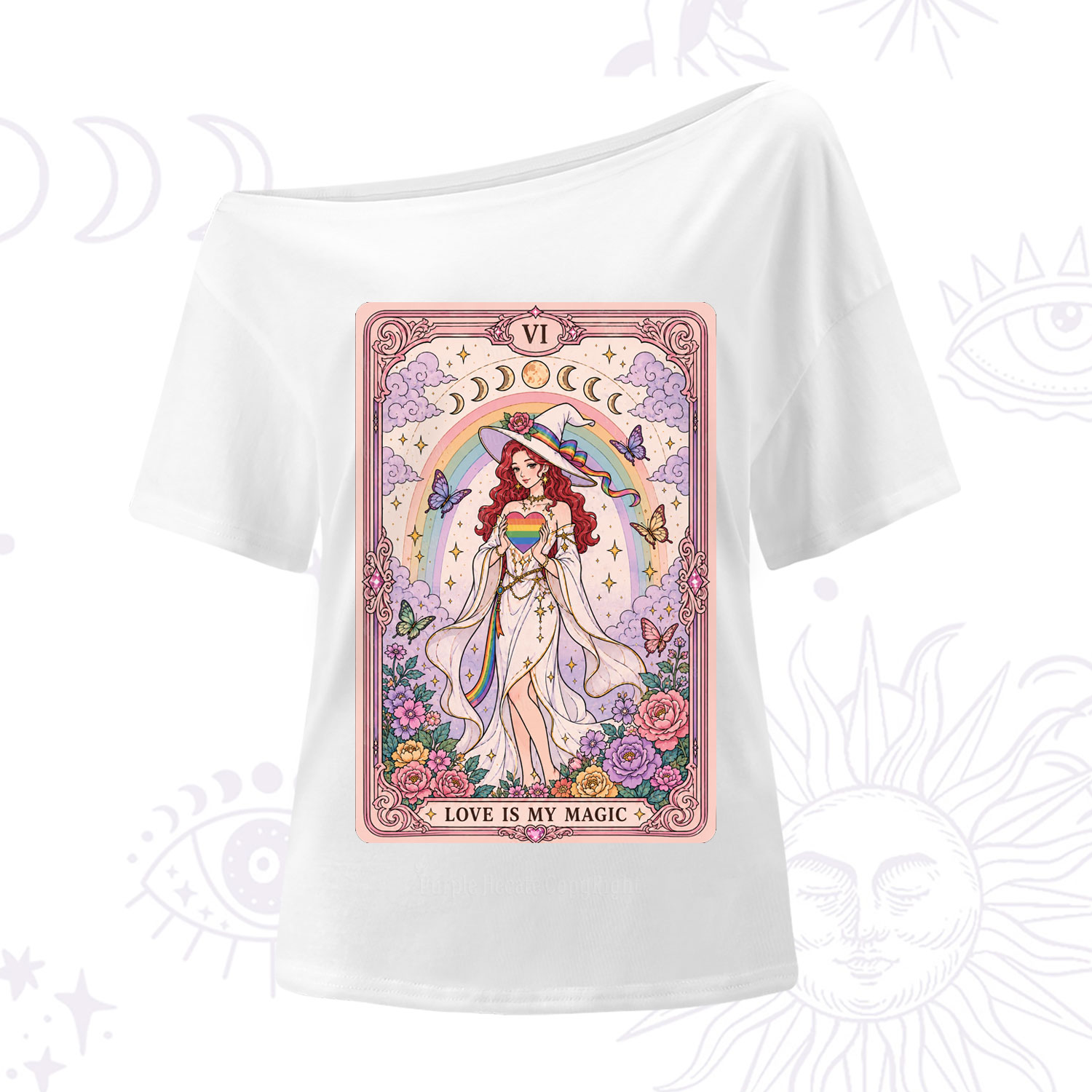 Purplehecate The Love Is My Magic Tarot Pride One Shoulder T-Shirt