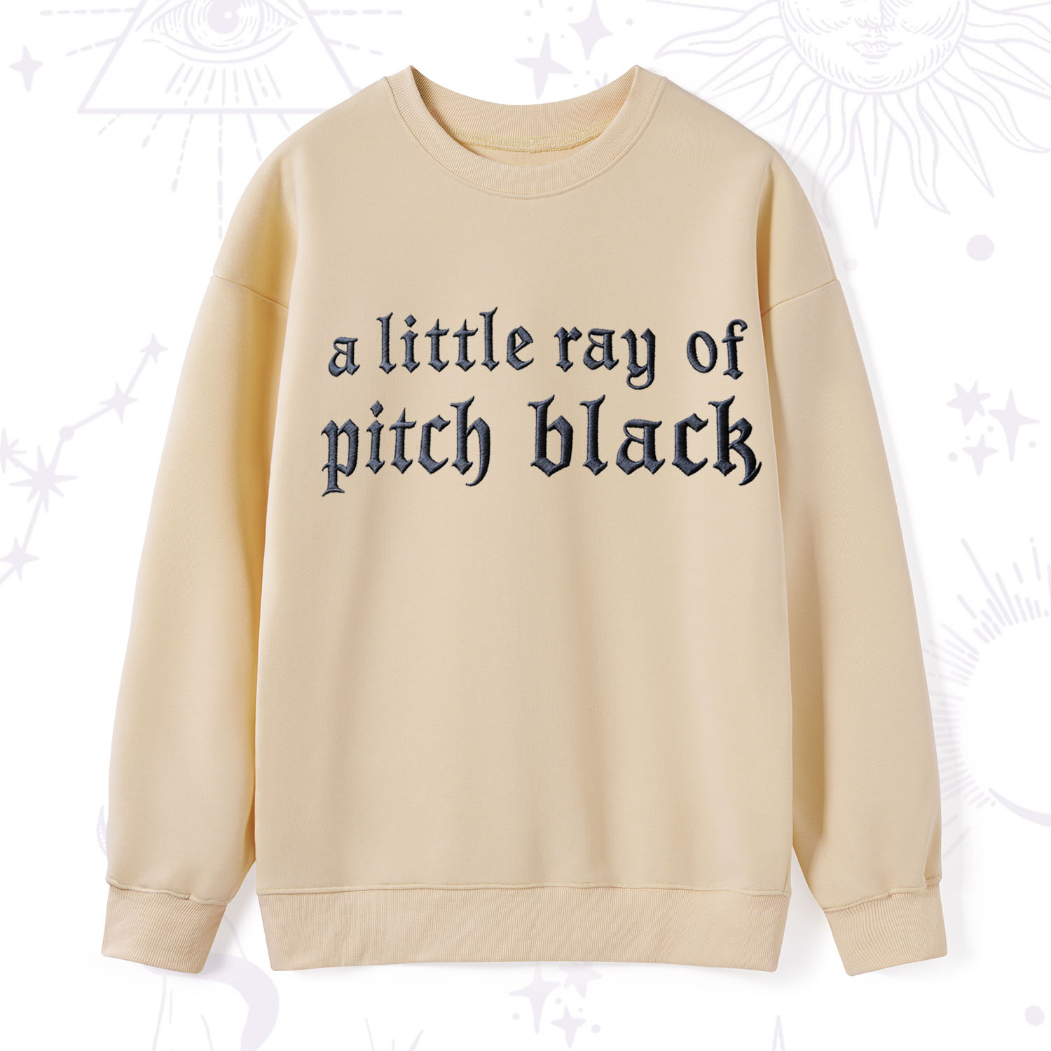 Purplehecate A Little ray of Pitch Black Embroidered Sweatshirt