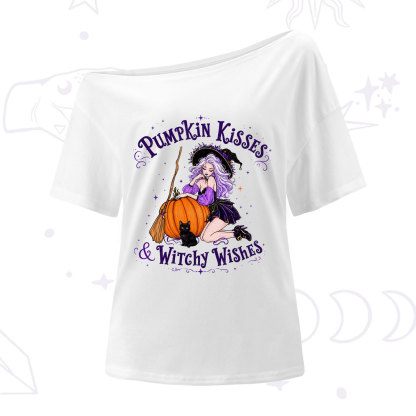 Purplehecate Pumpkin Kisses & Witchy Wishes One Shoulder T-Shirt