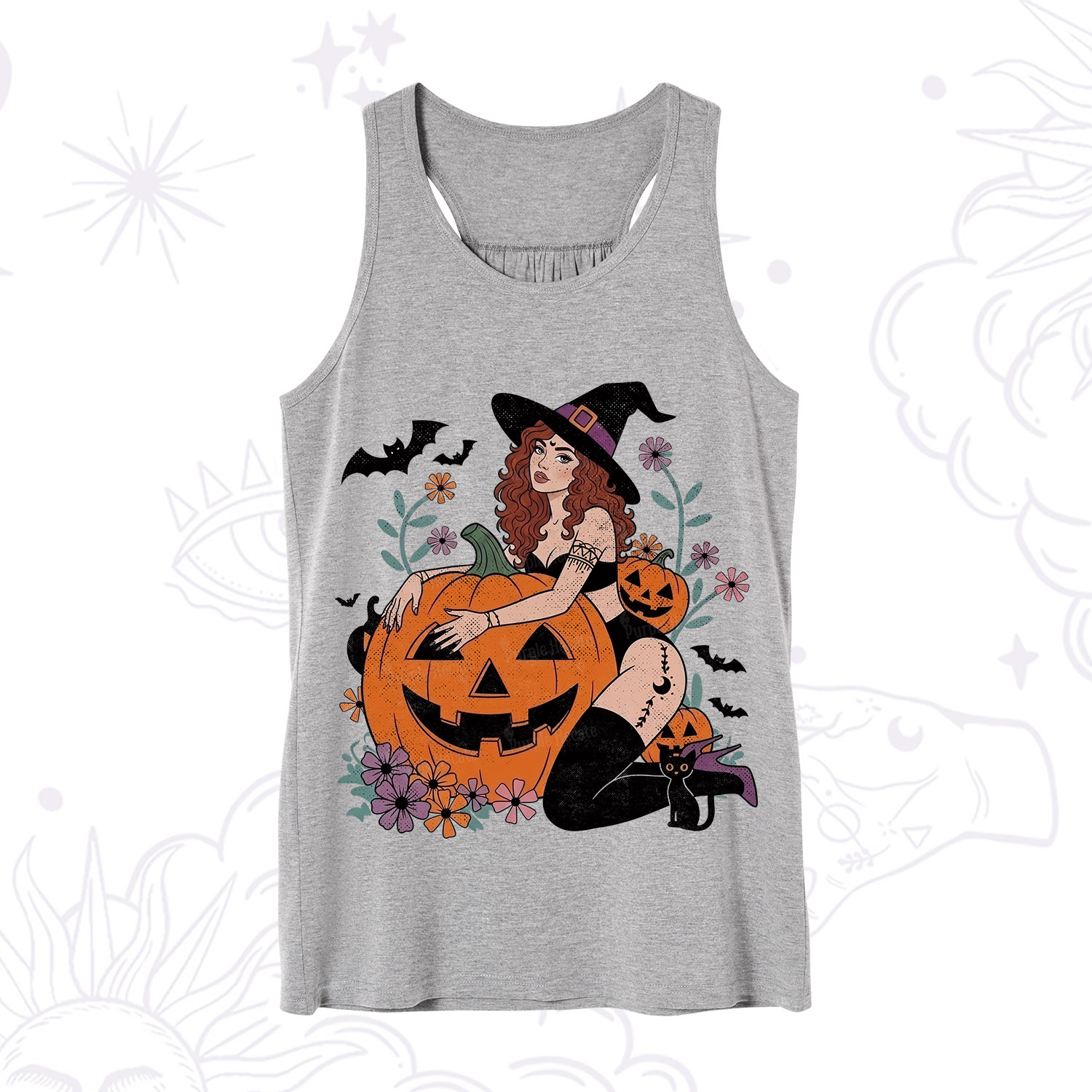 Purplehecate Enchanting Pumpkin Witch Halloween Tank
