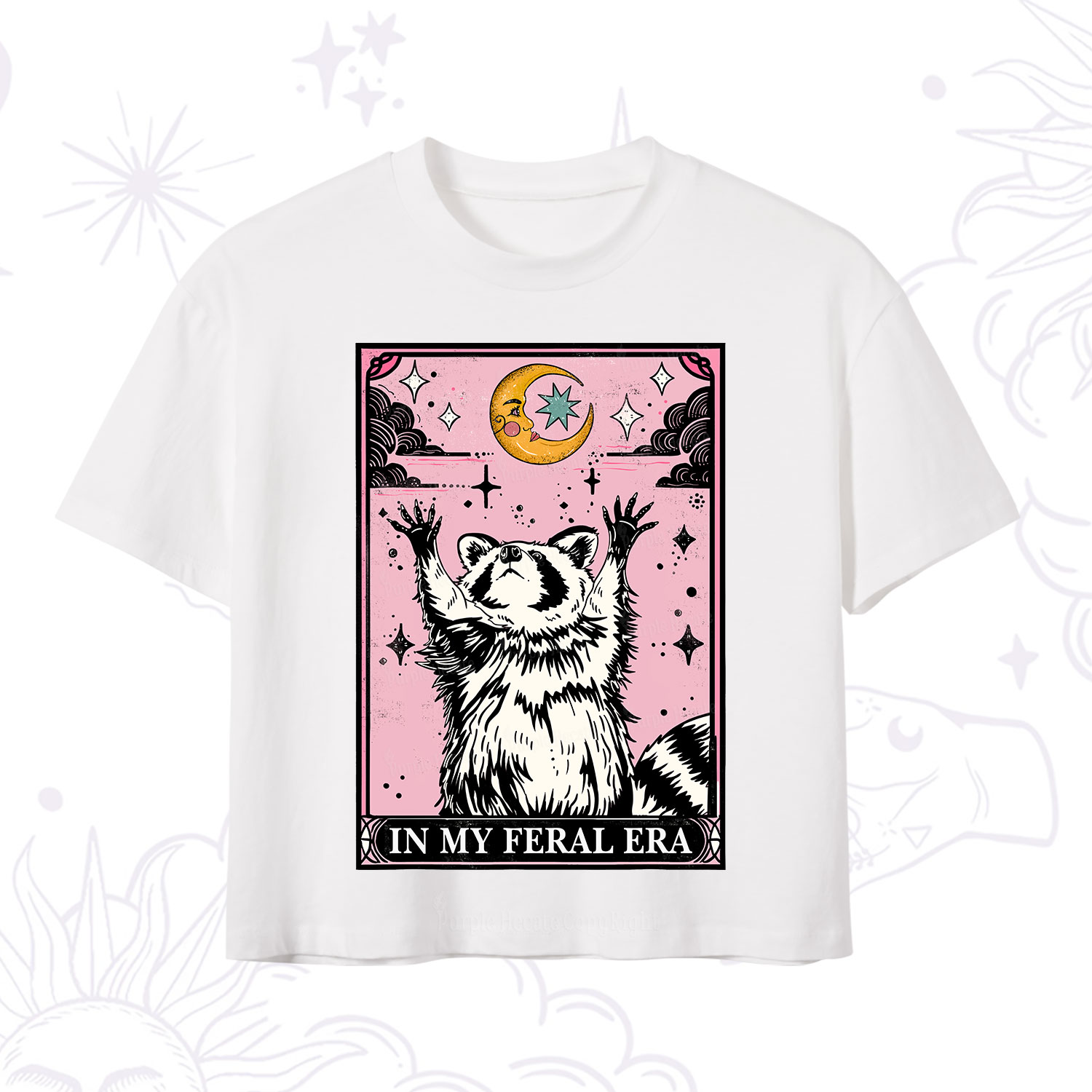 Purplehecate The In My Feral Era Tarot Raccoon Crop T-Shirt