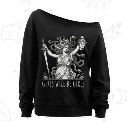 Purplehecate Girls Will Be Girls Medusa Off The Shoulder Sweatshirt