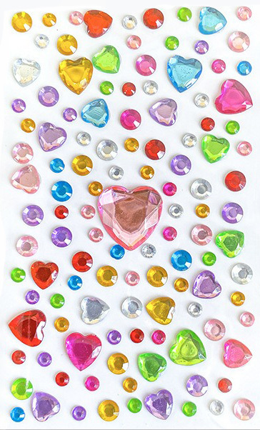 Purplehecate 1pc Multicolor Heart Rhinestone Face Sticker