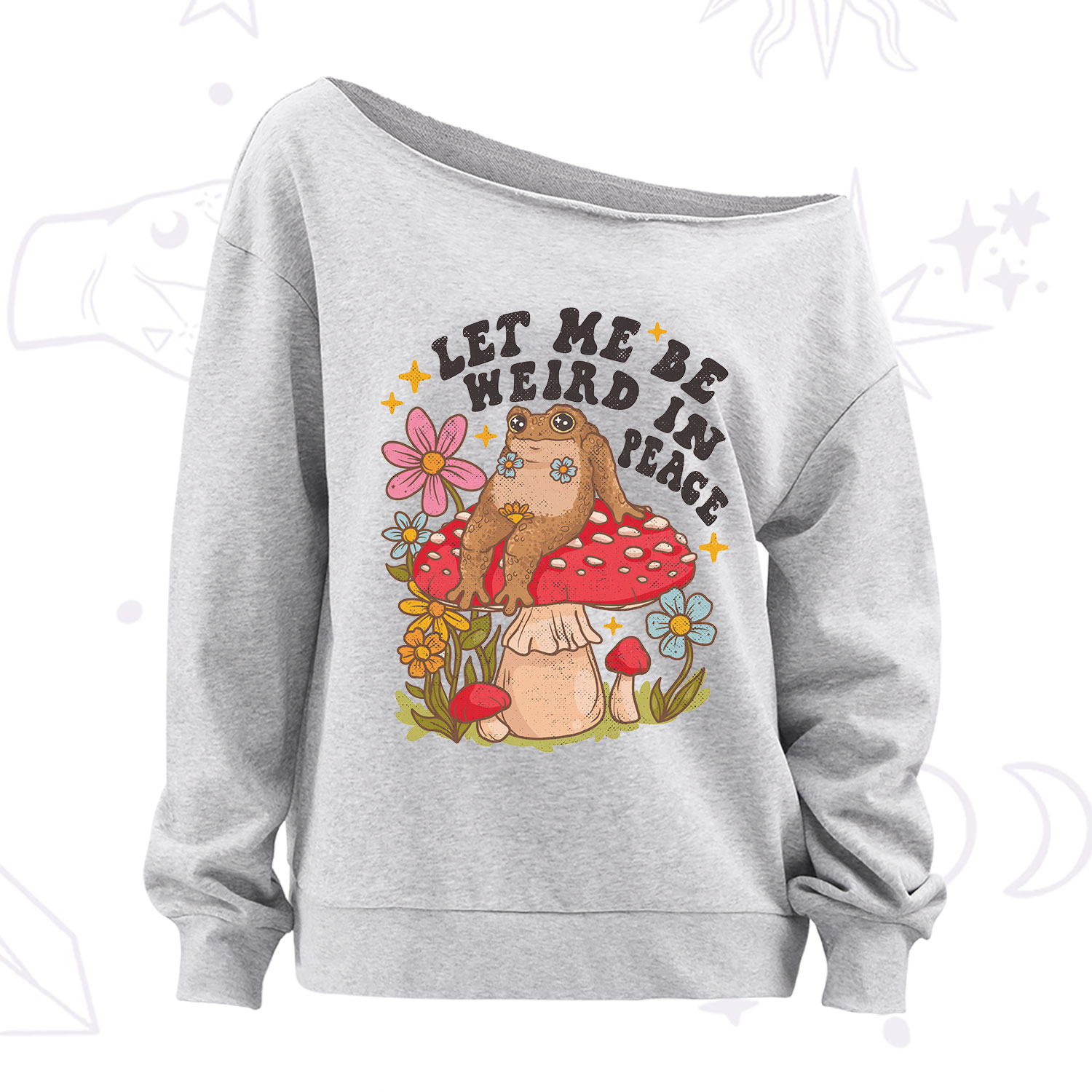 Purplehecate Let Me Be Weird In Peace Toad Off The Shoulder Sweatshirt