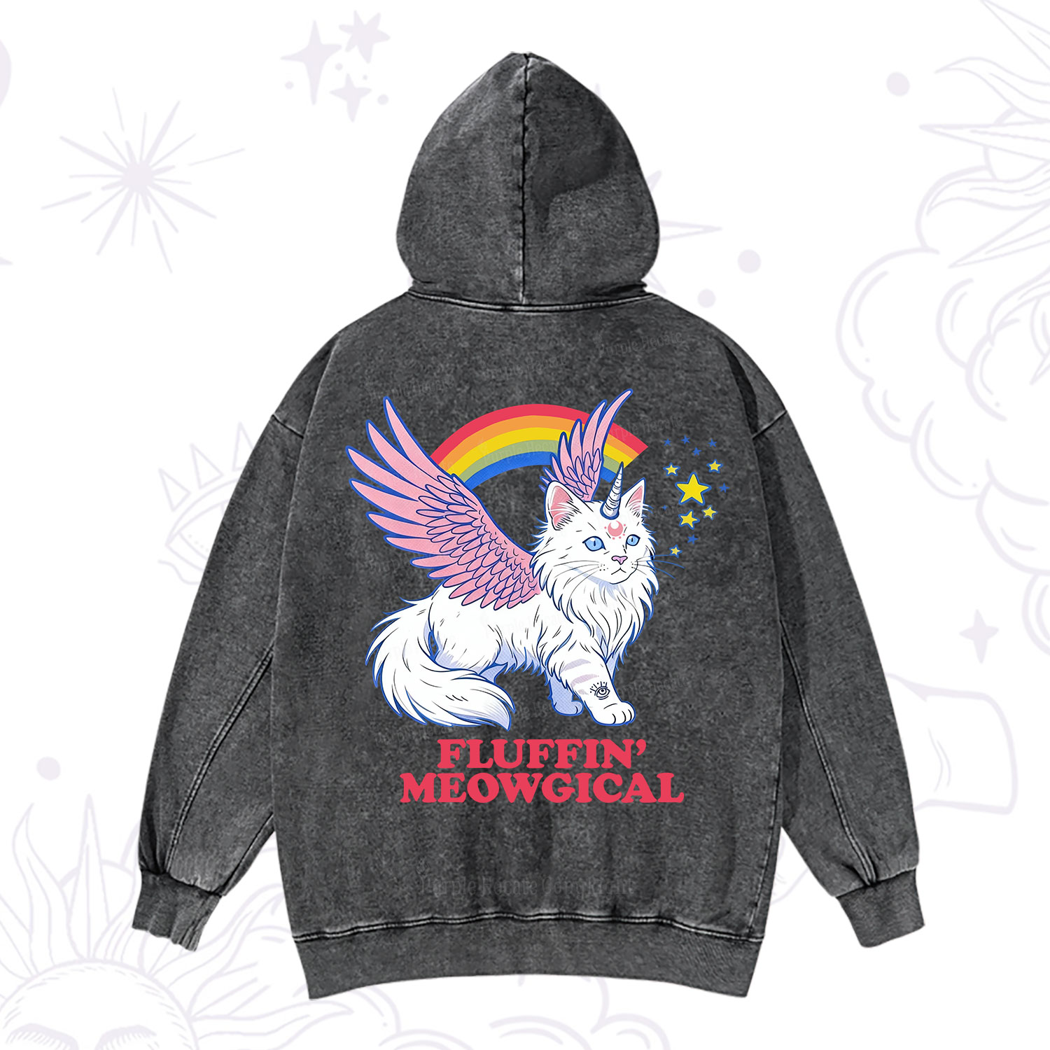Purplehecate Fluffin Meowgical Washed Hoodie