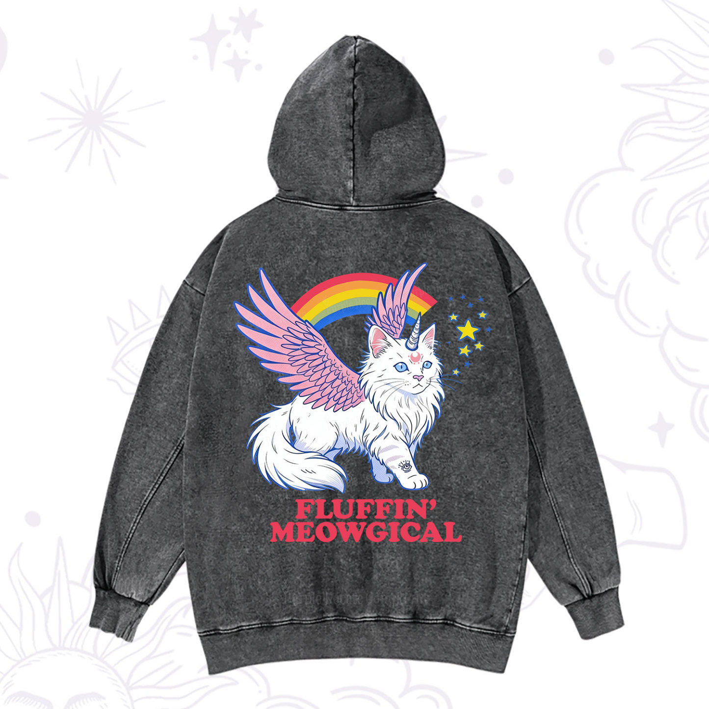 Magic Purplehecate Fluffin Meowgical Washed Hoodie
