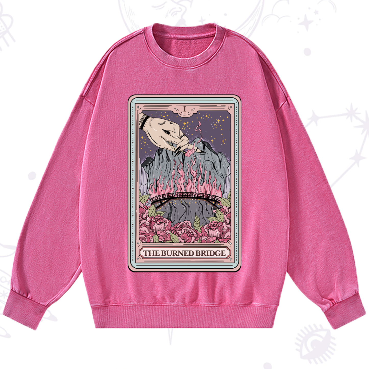 Purplehecate The Burned Bridge Tarot Washed Sweatshirt