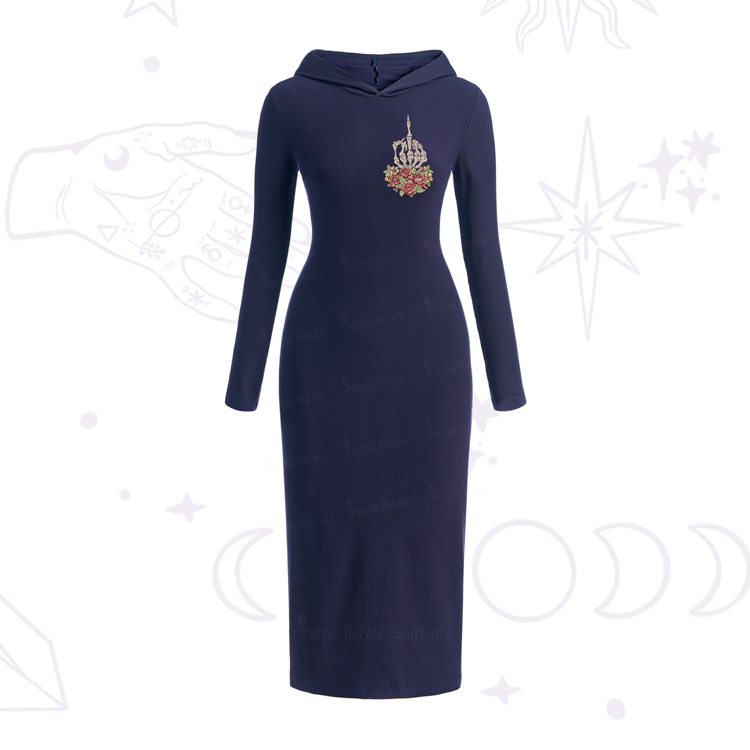 Purplehecate The Zero Of Fucks Tarot Hooded Knit Dress