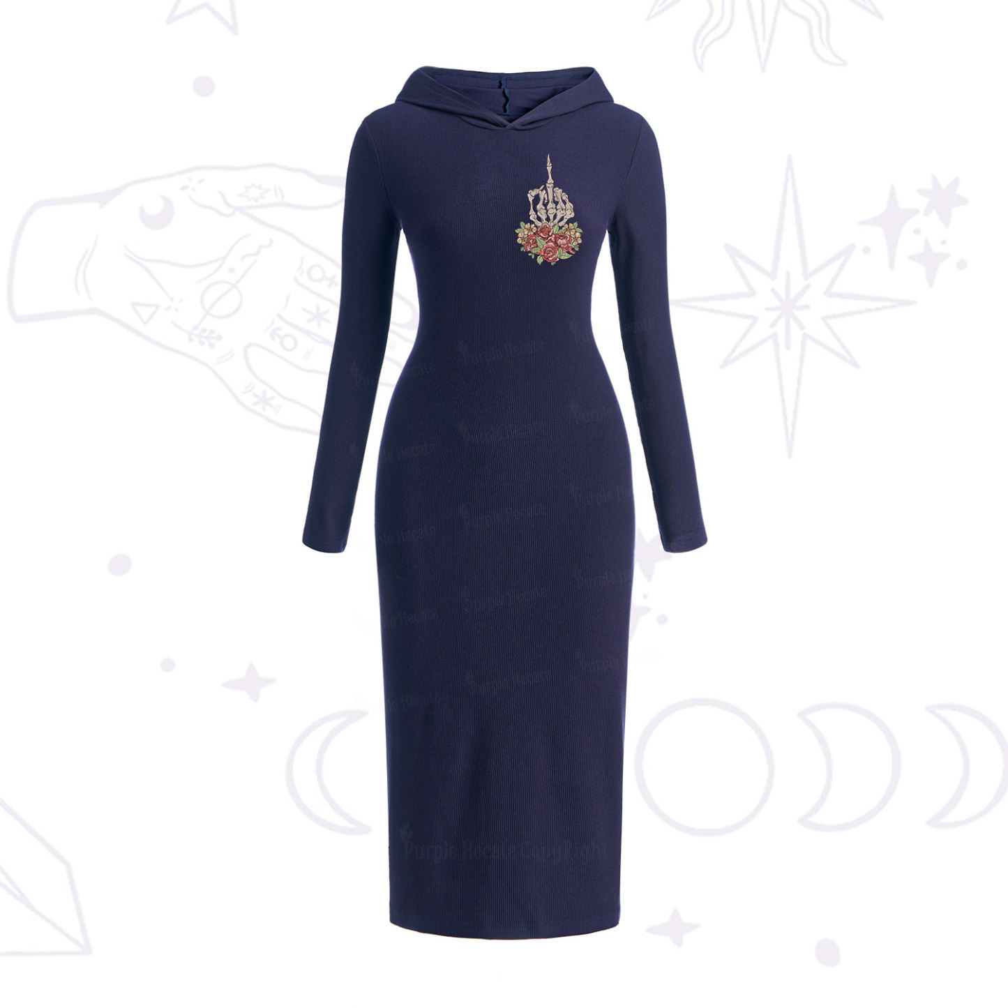 Purplehecate The Zero Of Fucks Tarot Hooded Knit Dress
