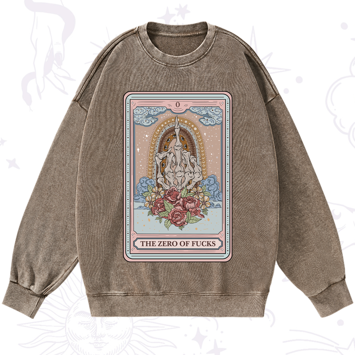 Purplehecate The Zero Of Fucks Tarot Washed Sweatshirt