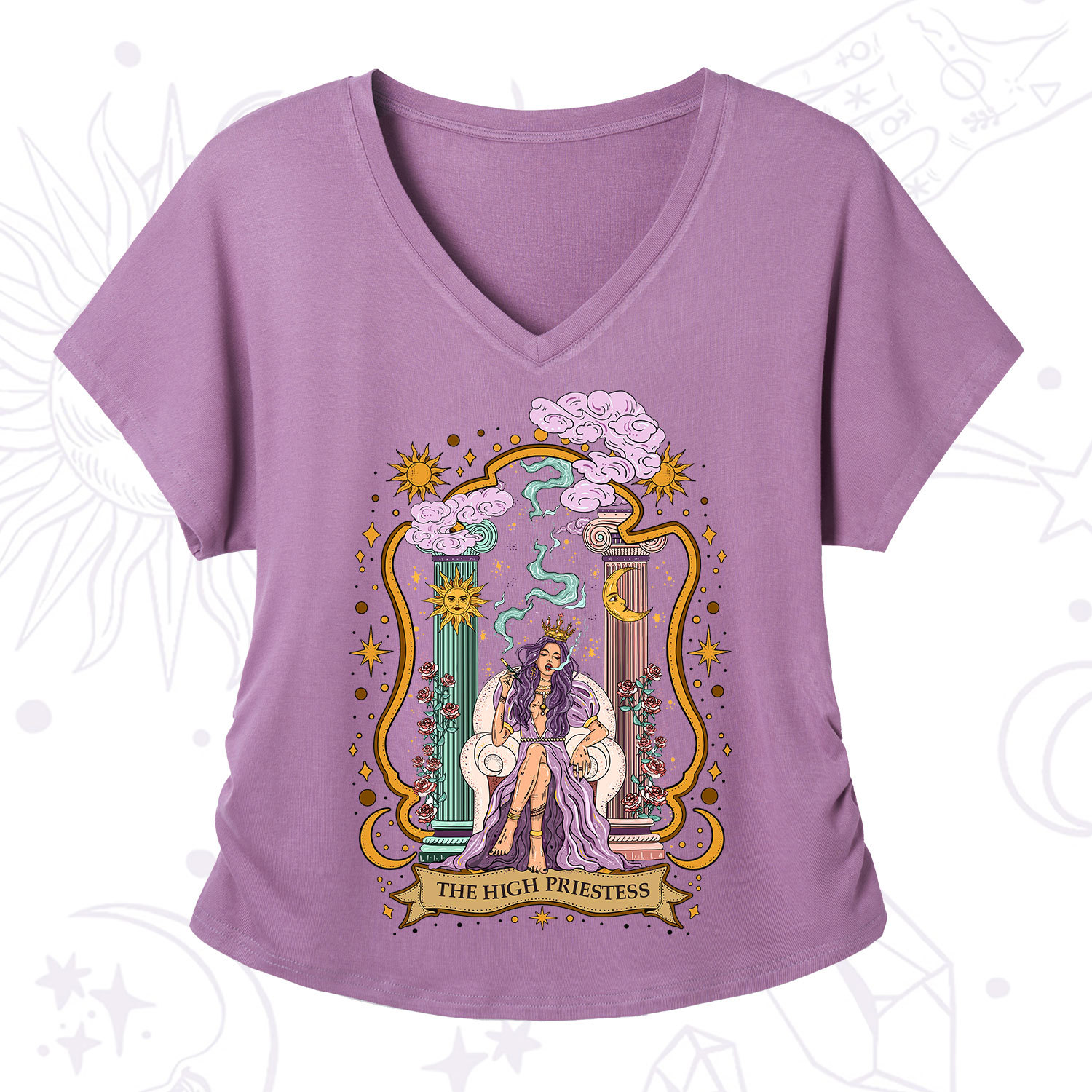 Purplehecate The High Priestess Goddess V-Neck T-Shirt
