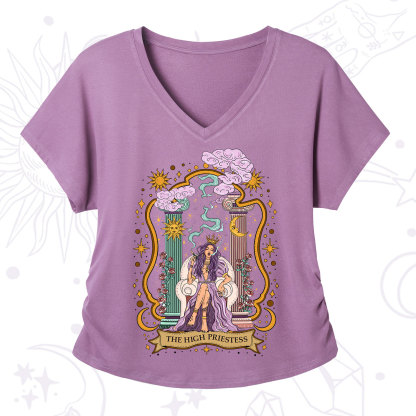 Purplehecate The High Priestess Goddess V-Neck T-Shirt