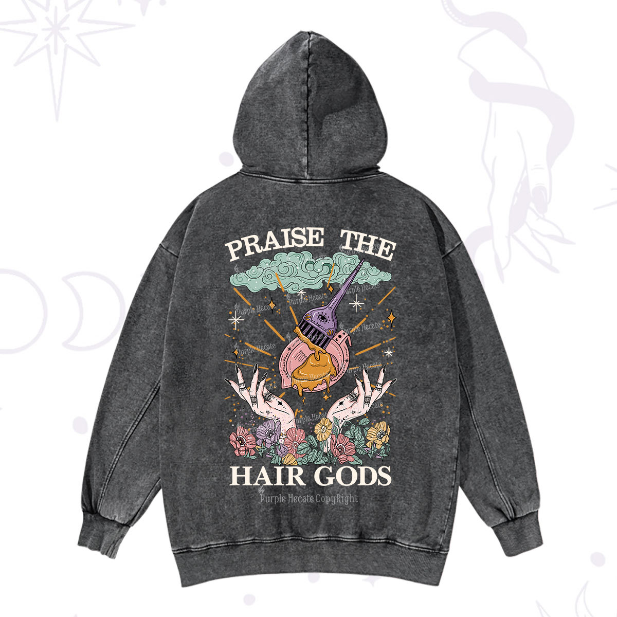 Purplehecate Praise The Hair Gods Washed Hoodie