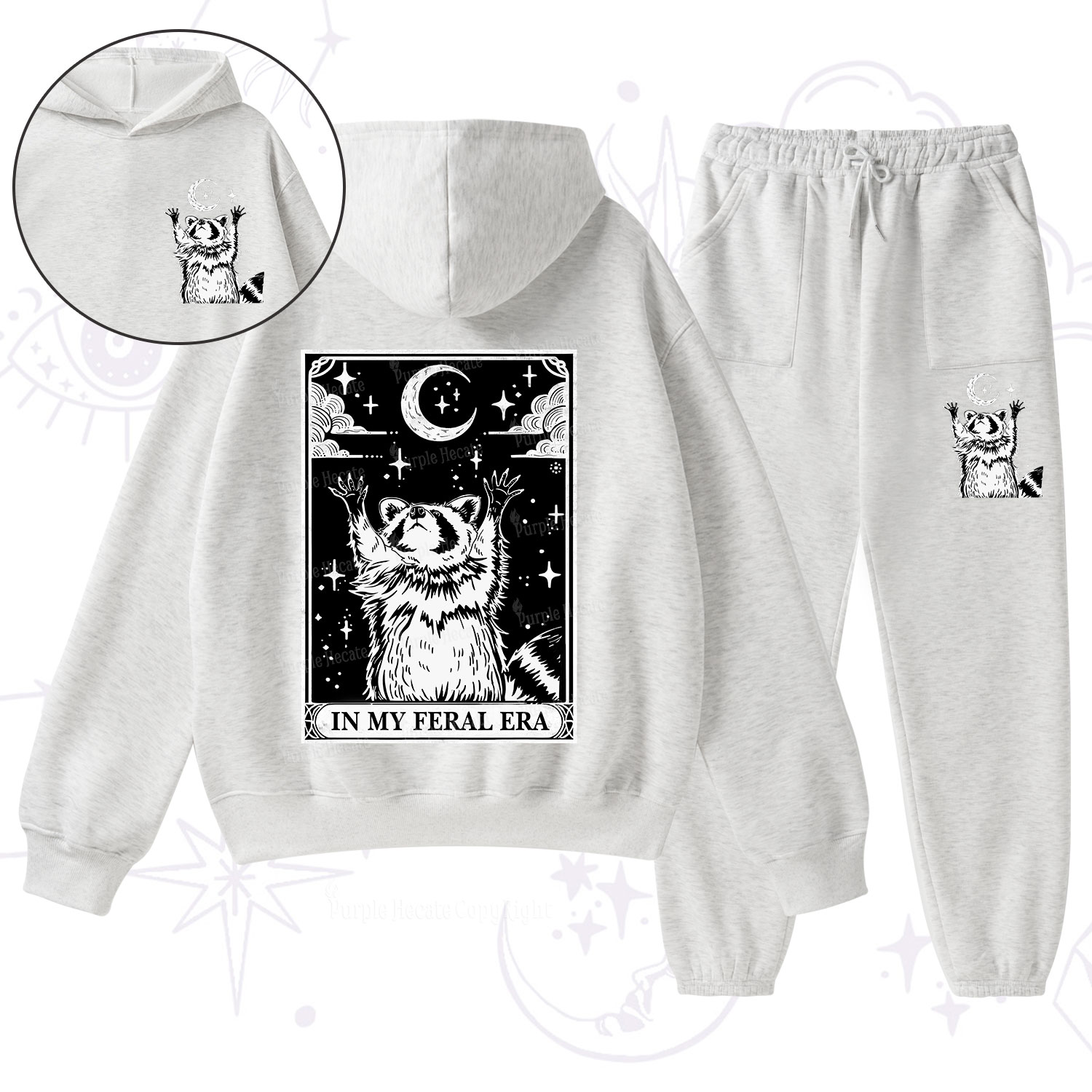 Purplehecate The In My Feral Era Oracle Card Fleece Hoodie Suit