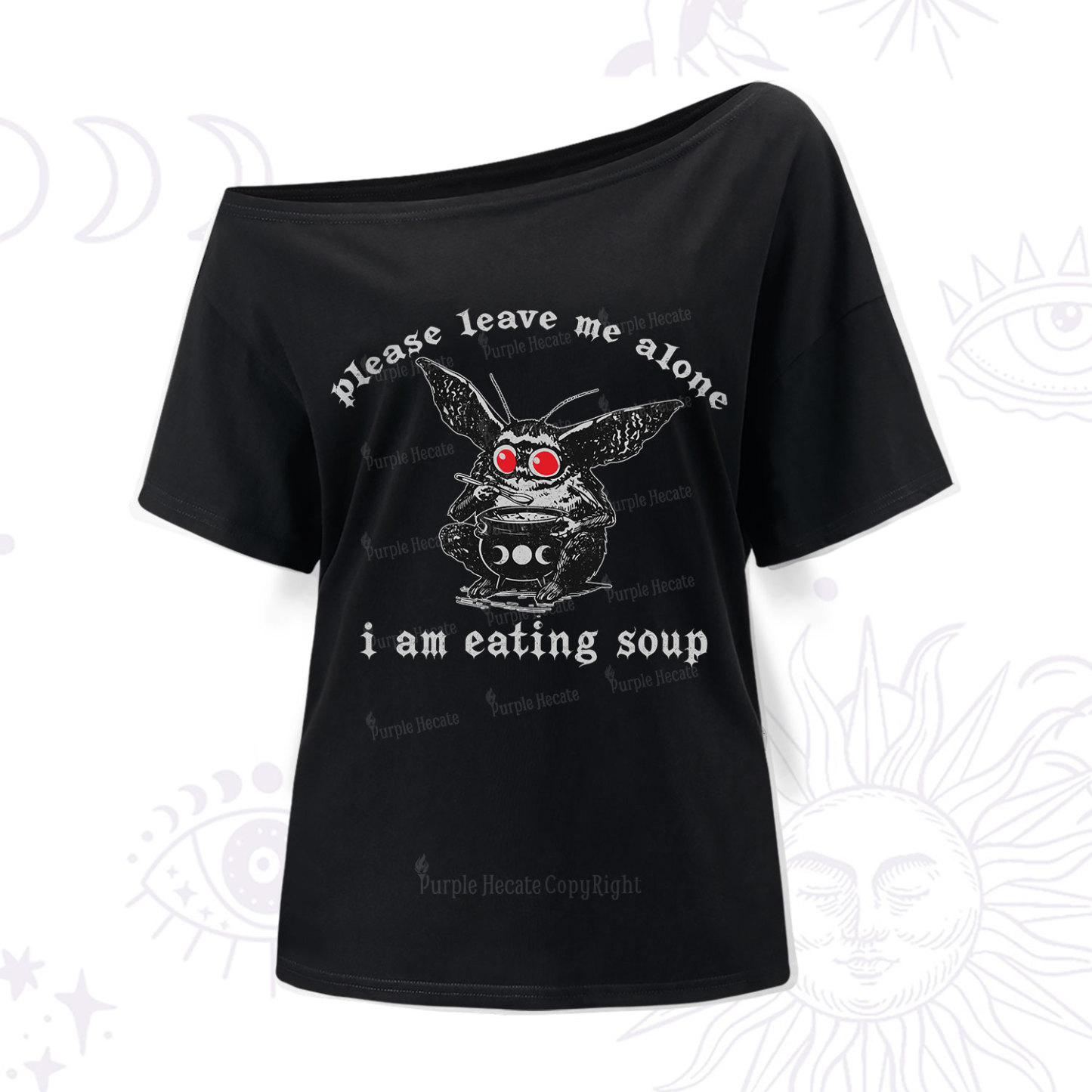 Purplehecate Mothman Eating Soup One Shoulder T-Shir