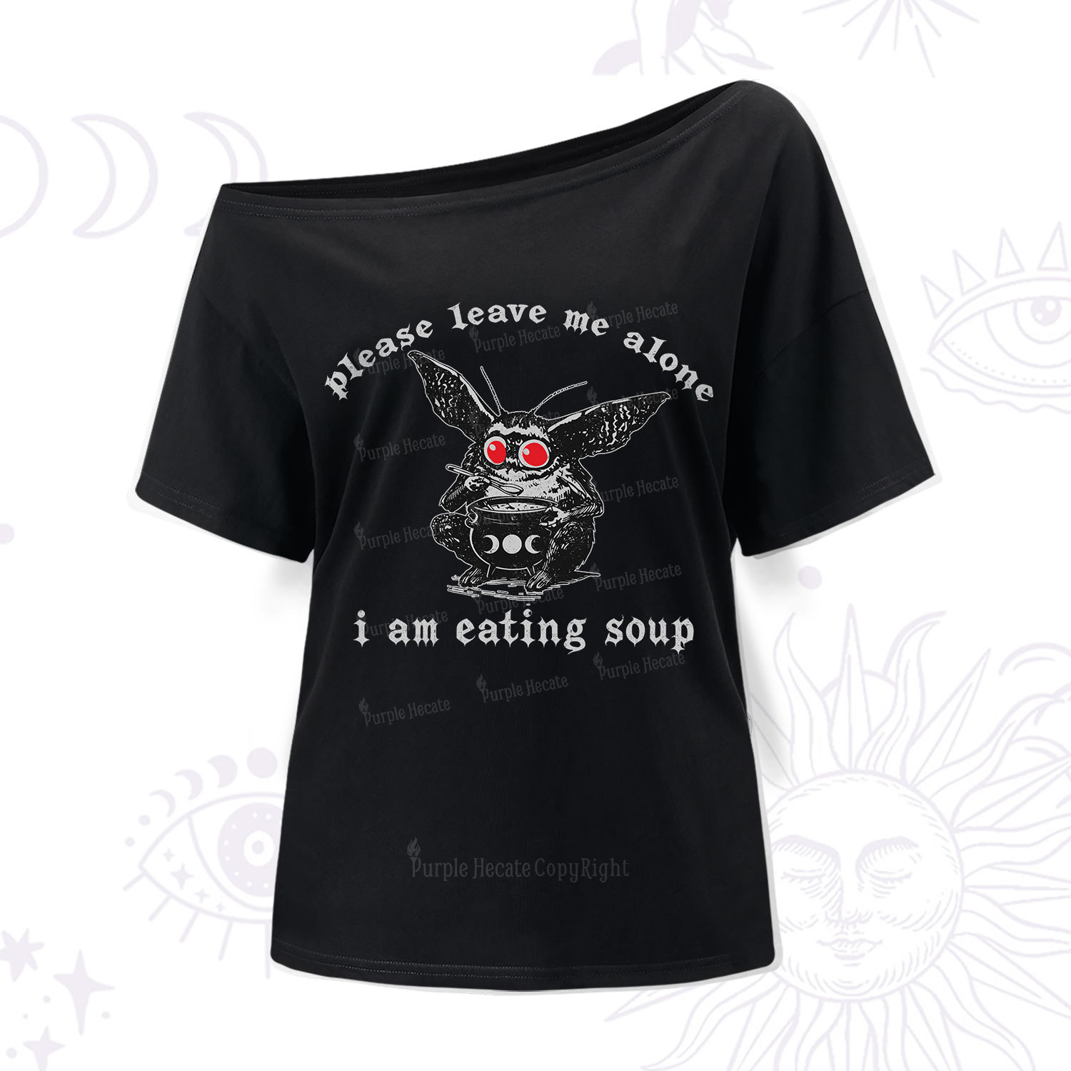 Purplehecate Mothman Eating Soup One Shoulder T-Shir