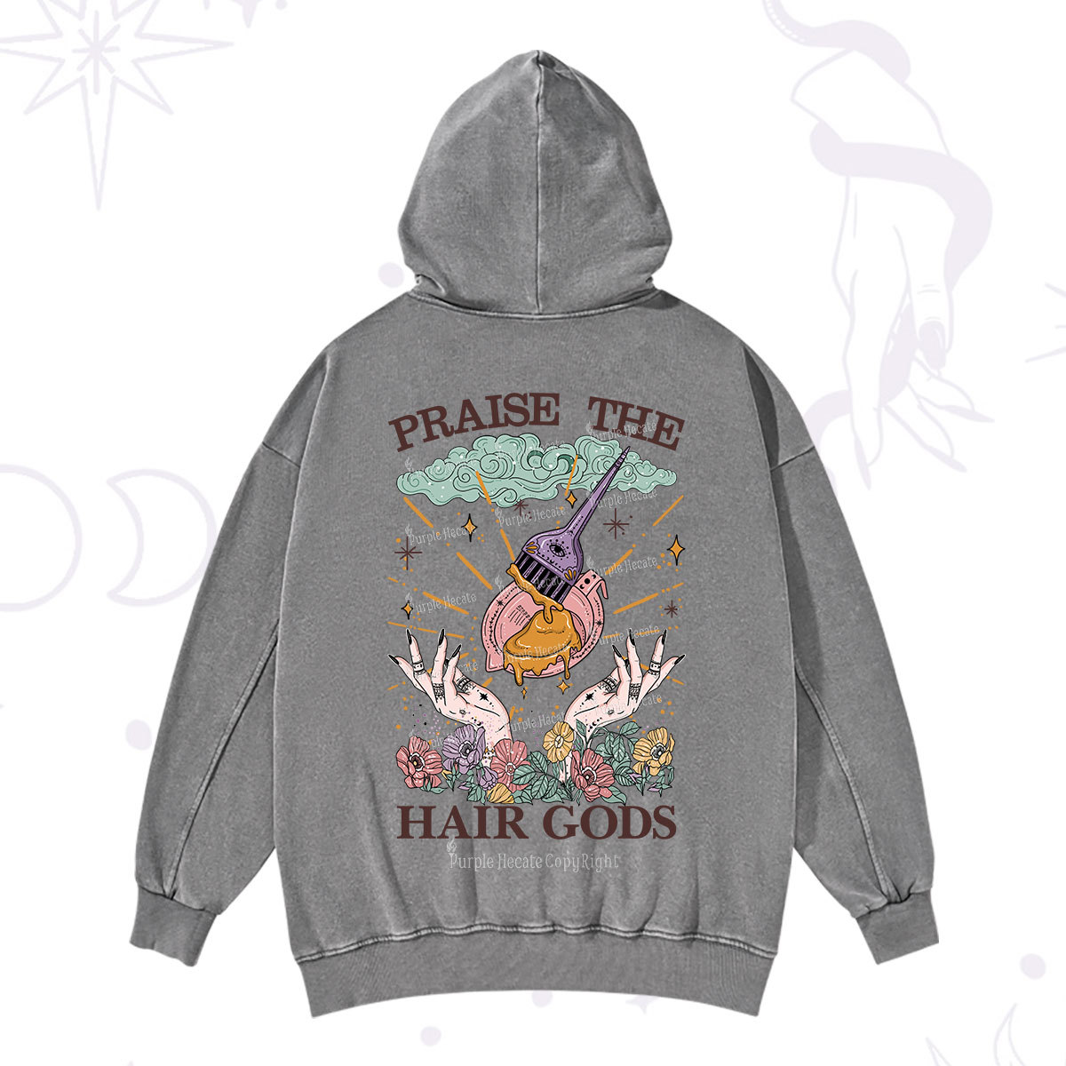 Purplehecate Praise The Hair Gods Washed Hoodie