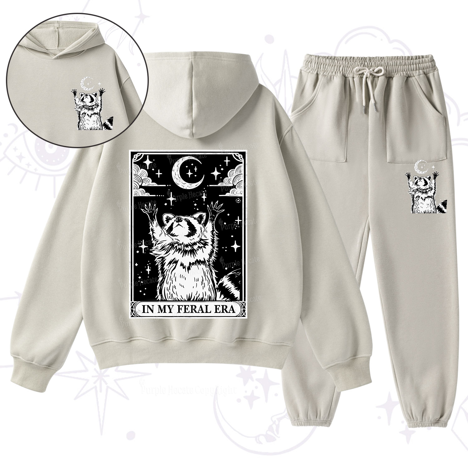 Purplehecate The In My Feral Era Oracle Card Fleece Hoodie Suit