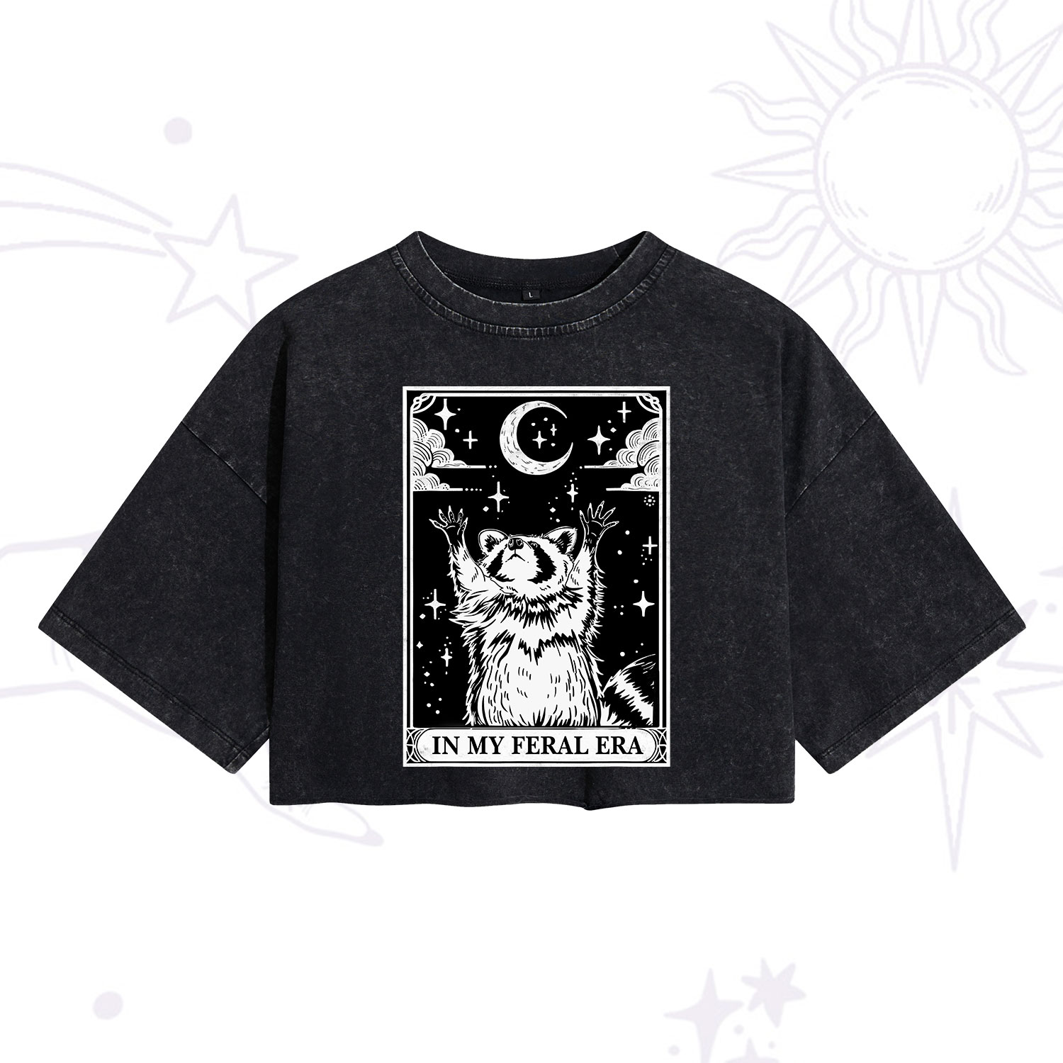 Purplehecate The In My Feral Era Oracle Card Washed Cropped T-Shirt