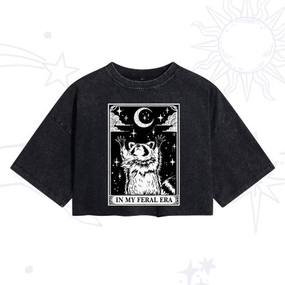 Purplehecate The In My Feral Era Oracle Card Washed Cropped T-Shirt