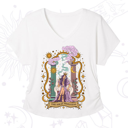 Purplehecate The High Priestess Goddess V-Neck T-Shirt