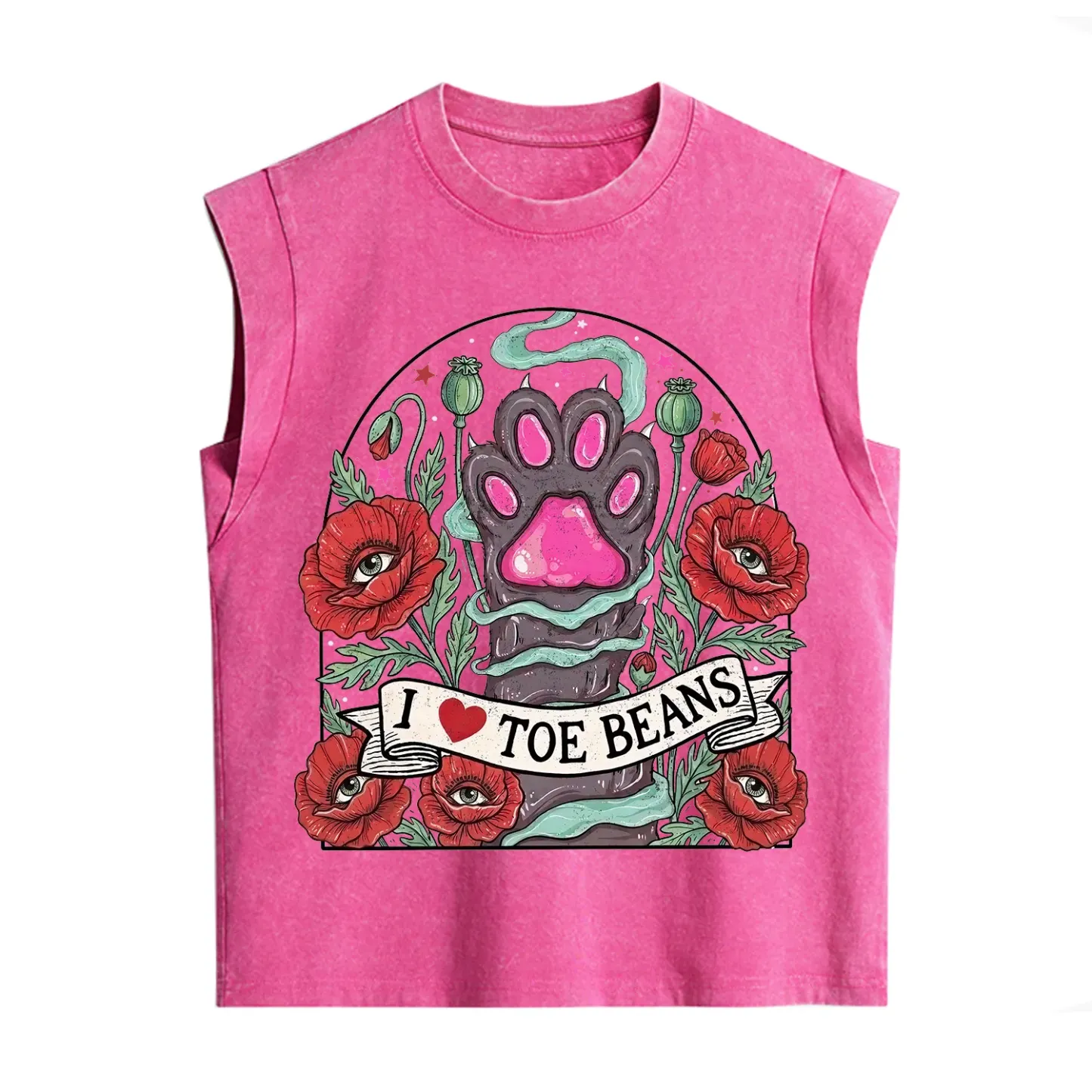 Purplehecate Toe Beans Lover Paw Vintage Washed Tank
