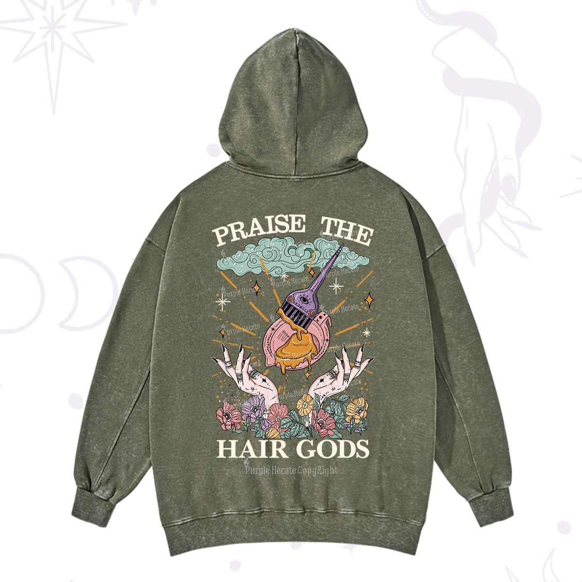 Purplehecate Praise The Hair Gods Washed Hoodie