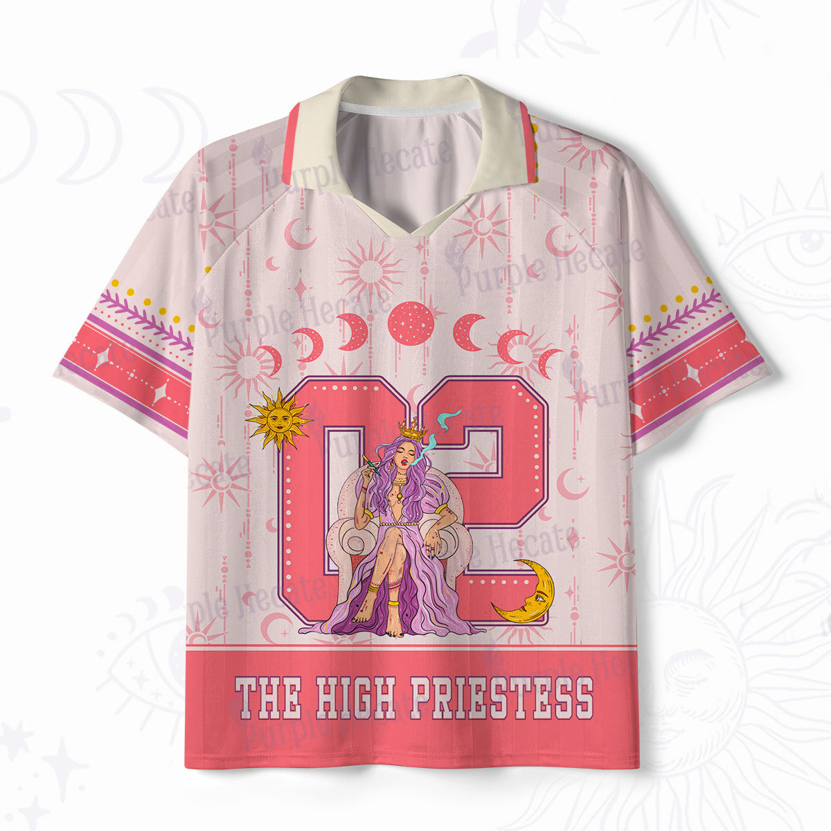 Purplehecate Arcana 02 The High Priestess Polo Collar Unisex Jersey